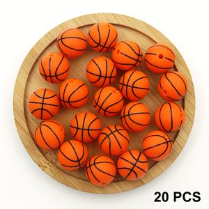 TEMU 10/20개 볼 실리콘 비즈 농구 공 비즈 스포츠 원형 공 농구 실리콘 비즈, 주얼리 제작 용품 추가 키체인 목걸이 팔찌 공예 초보자용