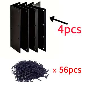 TEMU 60개 (브래킷 4개 + 나사 56개)/30개 (브래킷 2개 + 나사 28개) 160mm 초대형 두꺼운 L자형 앵글 브래킷, 90도 침대 앵글 스틸, 정원 울타리 커넥터, 선반 지지대 하드웨어 액세서리