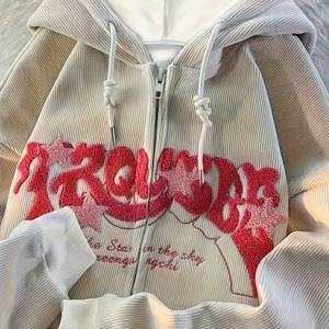 TEMU 스트리트웨어 | 미국 스타 코듀로이 가디건 | 올 시즌 오버사이즈 후드 스타일