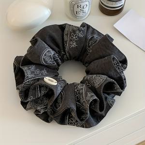 TEMU 1개 성격 강화 캐슈 꽃 대장 머리끈 여성 레트로 이중 레이어 프린트 패브릭 머리끈 포니테일 헤어 볼륨 헤드웨어 헤드 플라워