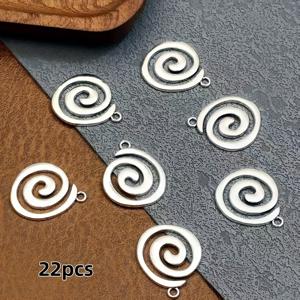 TEMU 매혹적인 기하학적 나선형 라운드 펜던트 액세서리 22개, 목걸이 귀걸이 참 DIY 주얼리 제작 용품, 정교한 솜씨의 고품질 금속 주얼리 공예 재료