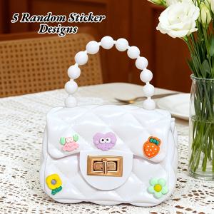 TEMU 여성용 미니 핸드백, 미니 젤리 백, 잠금 장치가 있는 슬링 백, 조절 가능한 체인 스트랩, PVC 손잡이, 열쇠, 동전, 립스틱 보관용 미니 지갑, 크리스마스, 새해, 생일, 여행, 휴가, 쇼핑 선물, 멀티 컬러, 랜덤 스티커 5개 포함