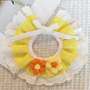 TEMU 1개 소/중/초소형 고양이 & 강아지 레이스 격자무늬 앞치마 - 조절 가능한 스모크 앞치마, 손세탁 전용, 크리스마스 및 사계절 착용 가능