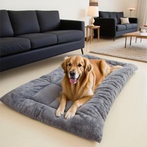 TEMU XXL 플러시 강아지 침대 & 고양이 패드 - 두꺼운 초소프트 폴리에스터 소파형 펫 침대 크레이트 매트, 소형, 중형, 대형 강아지와 고양이에 적합한 아늑한 대형 직사각형 침대