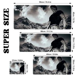 TEMU 잉 마우스 패드 데스크 매트 컴퓨터 매트 2D 플랫 XXL XL L 슈퍼 대형 대형 게이밍 마우스 패드, 데스크탑 장식 데스크탑 패드, 사무용품 및 액세서리, 게임 애호가를 위한 선물, 대형 게이밍 마우스 패드 애니메이션 마우스 패드 애니메이션 근육질 캐릭터 설산 디자인, XL 컴퓨터 마우스 패드 데스크탑 사무실용, 2D 플랫