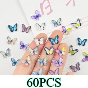 TEMU 무지갯빛 나비 시리즈 수지 장식 60개 - DIY 휴대폰 케이스, 귀걸이, 헤어 클립, 네일, 공예 선물용 액세서리를 위한 플랫백 수지 네일 아트 참