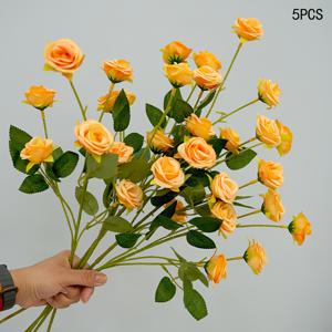 TEMU 장미 5개 세트 - 긴 줄기와 리얼한 장미 모양, 6개의 꽃머리가 달린 인조 장미, 홈 데코, 웨딩 파티, 테이블 센터피스, DIY 부케용 인조 꽃