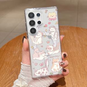 TEMU 폰 케이스: 1개 패션 크리에이티브 부드럽고 귀여운 고양이 패턴 프린트 충격 방지 소프트 터치 PC 휴대폰 케이스, 갤럭시 S26울트라/s26+/26/25/25+/25울트라/s24fe/s23/s23+/s23울트라/s22/s21/s20fe/a14/a15/a16/a17/a57/a56/a54/a55/.GCX와 호환