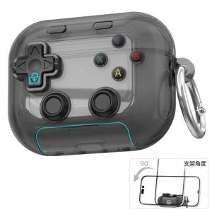 TEMU 에어팟 4 3세대 프로 2세대용 클리어 케이스, 접이식 킥스탠드 이어버드 커버 내장, 게이밍 컨트롤러 스타일 보호 스킨, 낙하 방지 고강도 쉘 및 카라비너 포함, 휴대용 여행 액세서리, 피젯 토이 가젯 케이스, 황변 방지 슬림핏 미적 게이밍 액세서리