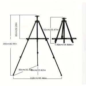 TEMU 휴대용 조절식 삼각대 이젤, 접이식 보관 가방 포함, 안정적인 받침대, 야외 스케치, 페인팅 및 전시용 - 아티스트를 위한 이상적인 도구