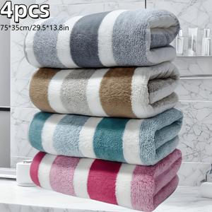 TEMU 수건 4개 세트, 매우 부드럽고 흡수력이 뛰어나며 보풀이 끼지 않음, 사이즈 35cm X 75cm, 욕실, 캠핑, 해변용으로 적합 - 할로윈, 크리스마스, 새해 가족을 위한 완벽한 선물, 가벼운 수건, 수건 세트, 고품질 수건, 부드러운 수건, 수건, 고급 수건, 스파용