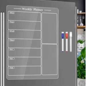 TEMU 투명 아크릴 메뉴 보드 - 아침, 점심, 저녁 식사 라벨 아이콘이 있는 주간 식단 계획 달력 및 냉장고 정리함, 내구성 있는 아크릴 소재 제작 - 성인용 주방 수납 솔루션, 11개 공휴일에 적합