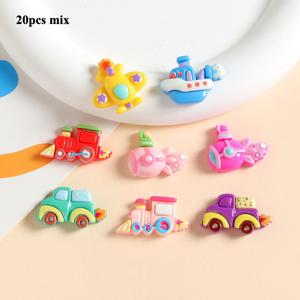 TEMU 20개 세트 카툰 기차, 배, 비행기 차량 레진 액세서리, 주얼리 제작, 헤어클립 및 헤어밴드 공예용 재료