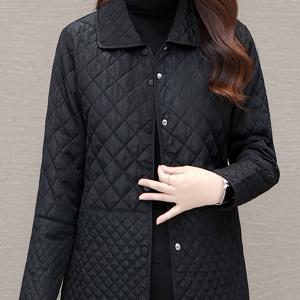 TEMU 가을/겨울 페티테 여성용 숏 패딩 코트, 가벼운 패딩 코트, 솔리드 컬러 체크 가벼운 아우터웨어, 15°-20°에 적합한 다용도 캐주얼 재킷