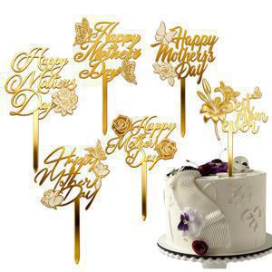 TEMU 어머니의 날, 발렌타인데이, 여성의 날, 생일 파티 및 기타 파티 용품에 적합한 아크릴 케이크 장식 6개 세트 (케이크 카드 포함)