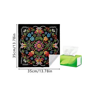 TEMU 1개, [자착식 매직 범용 랩 천] 에스닉 자수 플로럴 패턴 자착식 천 메이크업 가방, 범용 소프트 초대형 탈출 방지 스크래치 방지 랩 블랭킷 (재사용 가능), 세탁 가능한 내구성 고양이 침대 담요