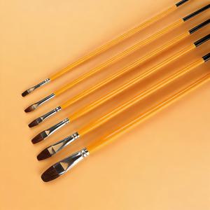 TEMU 아크릴 페인트용 늑대 털 수채 및 유화 페인팅 브러쉬 6종 세트, 마스터 레벨 예술 작품에 적합