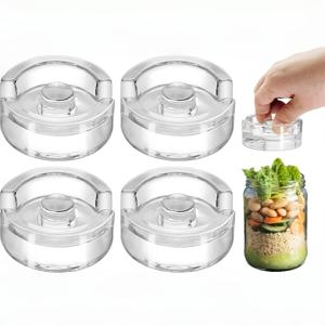 TEMU 4개 발효 유리 무게, 넓은 입구 메이슨 병용 간편한 그립 핸들, 소르크라우트 조개 유리 무한 무게 (발효용) - 소금장 무게 세트 - 넓은 입구 메이슨 병 발효