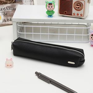 TEMU 학생 및 사무실용 비건 PU 가죽 필통 - 솔리드 컬러 펜 홀더 정리함, 휴대용 수납 가방 포함, 비건 가죽 학교 용품, 청소년 및 성인용, 여행 및 일상 사용 (수정 불가)