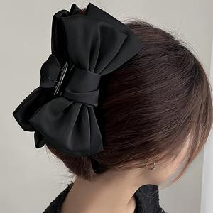 TEMU 두꺼운 머리카락에 적합한 심플 새틴 양면 리본 헤어 클립