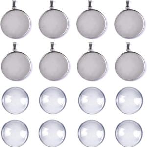 TEMU 40개 세트 펜던트 트레이 - 20개 원형 빈 베이스 + 20개 투명 유리 돔 DIY 주얼리 메이킹용 (30mm)