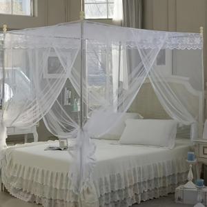 TEMU [빠른 도착] 고급 대형 더블 침대 캐노피 모기장 - 우아한 레이스 스타일, 세탁기 사용 가능한 폴리에스터 원단, 스탠드 미포함