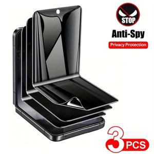 TEMU 삼성 갤럭시 Z Flip 4/Z Flip 5/Z Flip 3 5G용 완벽 커버리지 소프트 프라이버시 하이드로겔 필름 3개 세트, 울트라 하이-디펜디션 스크린 보호 필름, 지문 인식, 스크래치 방지 기능 포함