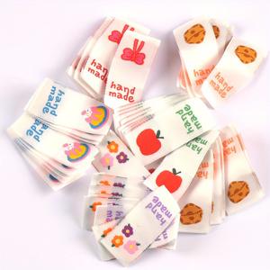 TEMU 19X44mm 신상 혼합 만화 케이크/사과/치즈 자수 패브릭 라벨 50개입, 의류 가방 제작 및 수공예 용품 추가