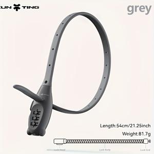 TEMU 1 XUNTING 새로운 자전거 타이 잠금장치 | 조절 가능한 케이블 타이, 스마트 비밀번호 해제, 내장형 유연한 스틸 바, 로드, 산악 자전거 및 어린이 자전거에 적합, 광택 알루미늄 합금, 회색