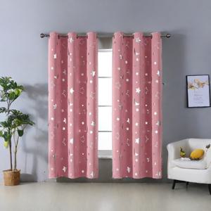 TEMU 2pcs 별과 달 패턴 , 현대적인 빛 필터링 드레스, 금장 기술, 열 지지력, 보호, 어두운 빛 차단, 거실, 침실, 발코니, 연구 - 막대 포켓 디자인, 폴리에스터, 거실용 커튼
