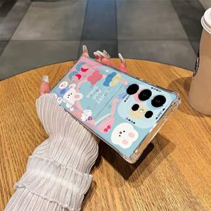TEMU 갤럭시 A54/A53/A52용 토끼 패턴 소프트 케이스 (A52S/A34(5G)/A14(5G)/A13 5G/S21/S21 Ultra/S22/S22 Ultra/S23/S23+/S23 Ultra 및 S24 시리즈/A15/A35(5G)/A55(5G)/A25(5G)/S25 시리즈 호환) - 트렌디한 커플 디자인 포토 슬롯 카드홀더 포함