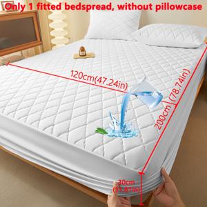 TEMU 1개 간편한 모던 피부 친화적 부드럽고 편안한 통기성 사선 체크 무늬 흰색 방수 레이어드 침대 스커트, 단색 흡습 매트리스 커버, 침대 커버, 매트리스 보호 커버, 침구 (베개 커버 미포함)