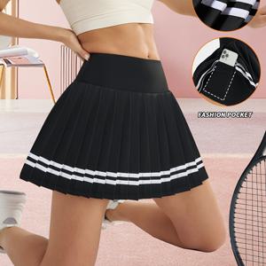 TEMU 신제품 멀티펑셔널 하이웨이스트 여성 스커트, 러닝 & 테니스 스커트 내장형 언더웨어 디자인, 캐주얼 플리츠 편안한 미니 스커트, 봄 & 여름 착용에 적합
