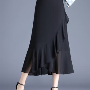 TEMU 여성용 러플 밑단 맥시 드레스, 여름 휴가 스타일 시폰 머메이드 스커트, 새로운 하이웨이스트 A라인 힙랩핑 비치 스커트