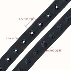 TEMU 팩당 3야드 - 블랙 & 화이트 스냅 패스너 테이프와 이중 색상 버튼, DIY 공예용 폴리에스터 봉제 리본, 수공예 프로젝트 및 숨겨진 고정 스트립, 공예용 리본
