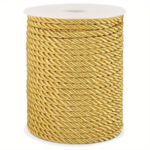 TEMU 1롤 슈퍼단트 5mm 골든로드 꼬임 끈 - 32야드(30m) 폴리에스터 공예용 로프, 웨딩 장식, 졸업 기념끈, 램프쉐이드 & 커튼 트림, 비탄성 내구성 실, DIY 공예용, 장식 트리밍, 광택 있는 외관, 매끄러운 질감