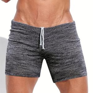 TEMU 남성용 리브 니트 운동 반바지 - 신축성 있는 끈 조절 허리, 통기성 95% 폴리에스터/5% 스판덱스 혼방, 배구 및 캐주얼 착용을 위한 타이트핏, 배구 쇼츠 | 탄력있는 밴드 | 신축성 원단, 배구 액세서리