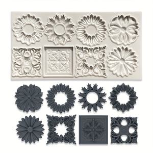 TEMU 새로운 케이크 퐁당 몰드 그레이 엠보싱 보석 모양 초콜릿 퐁당 케이크 실리콘 몰드 베이킹 클레이 몰드