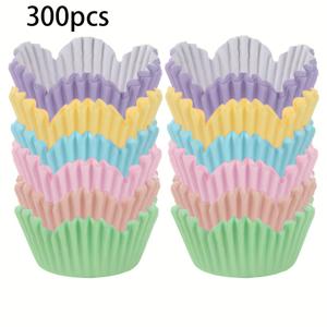 TEMU 가리비 껍질 모양 아치형 케이크 컵 150/300개, 6색 혼합, 머핀 및 케이크용, 크리스마스, 새해, 밸런타인데이, 어머니의 날, 생일과 같은 연말 연시 파티에서 디저트 만들기에 이상적