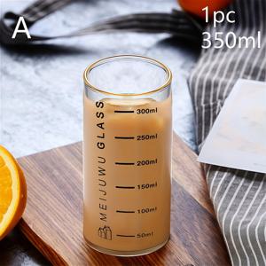 TEMU 유리컵, 유리 계량컵, 커피컵 | 붕규산 유리 음료 텀블러, 아침 우유컵, 아이스 커피 유리컵, 물, 주스, 칵테일, 뜨겁고 차가운 음료에 적합, 가정 및 사무실 사용, 야외, 노인, 초보자