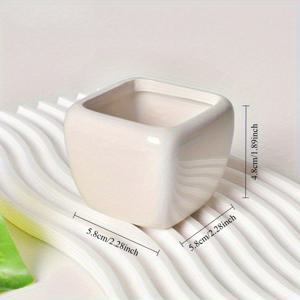 TEMU 창의적인 간단한 다육식물 세라믹 화분 미니 사각형 검정과 흰색 선인장 화분 집 장식