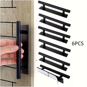 TEMU 6개입 블랙/화이트/바형 스타일 자체 접착식 캐비닛 손잡이, 자체 접착식 ABS 플라스틱 도어 핸들, 간편한 필 앤 스틱 옷장 및 가구 서랍 손잡이, 캐비닛 하드웨어