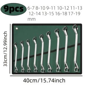 TEMU 9개 6-19mm 오프셋 듀얼 헤드 복숭아 렌치, 생활 속에서 흔히 사용하는 모델, 크롬 스틸 거울 녹 방지 장인 정신, 튼튼하고 내구성이 뛰어나 일상적인 필요성을 충족, 가정용 및 자동차 수리에 적합