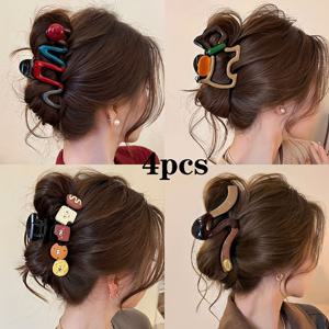 TEMU 여름 분위기 클로 클립 4종 세트, 다양한 스타일의 쿠키, , 강아지, 헤어클립 포함. 매우 안정적이며 출퇴근, 데이트, 캐주얼웨어, 연회, 파티, 크리스마스 선물용으로 적합