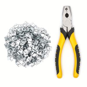 TEMU 1개 케이지 플라이어 및 300개 클립, 가금류 닭 케이지 와이어 메시용: Hog Ring 플라이어, 울타리 플라이어, 스냅 링 플라이어, 돼지 와이어 울타리 C 클립 (새, 덩어리, 토끼, 닭 케이지용)