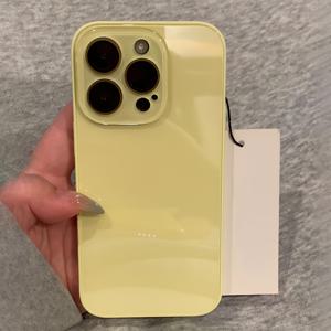 TEMU 럭셔리 트렌디 솔리드 컬러 광택 유리 폰 케이스, 아이폰 16 15 14 13 12 프로 맥스 호환 렌즈 보호 충격 방지 하드 백 커버