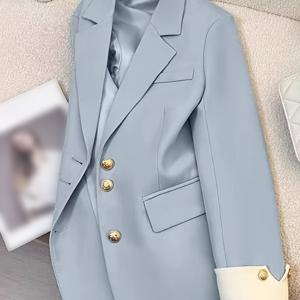 TEMU 성격 틈새 패션 슈트 컬러 블로킹 디자인 여성용 슈트 재킷