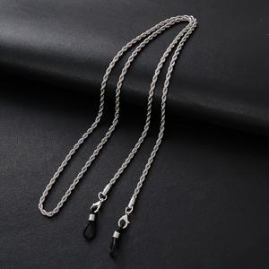 TEMU 고품질 스테인리스 스틸 안경 체인, 우아한 은색-흰색 스테인리스 스틸 안경 홀더, 가볍고 튼튼함, 꼬임 구조로 하루 종일 착용 가능, 남녀공용 디자인으로 안경 분실 방지, 편안한 착용감