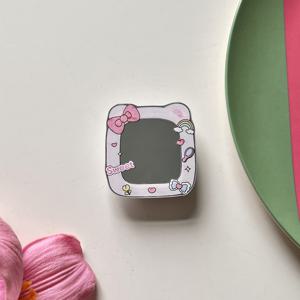 TEMU 2D 플랫 귀여운 리본 아크릴 거울 휴대폰 케이스 홀더, 접이식 데스크탑 지지대, 완벽한 데일리 데코 액세서리, 친구와 가족을 위한 독특한 선물, 2D 플랫