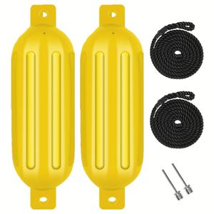 TEMU 리브 더블 아이 디자인의 2개 팽창식 보트 펜더, 로프 2개 및 바늘 2개 포함